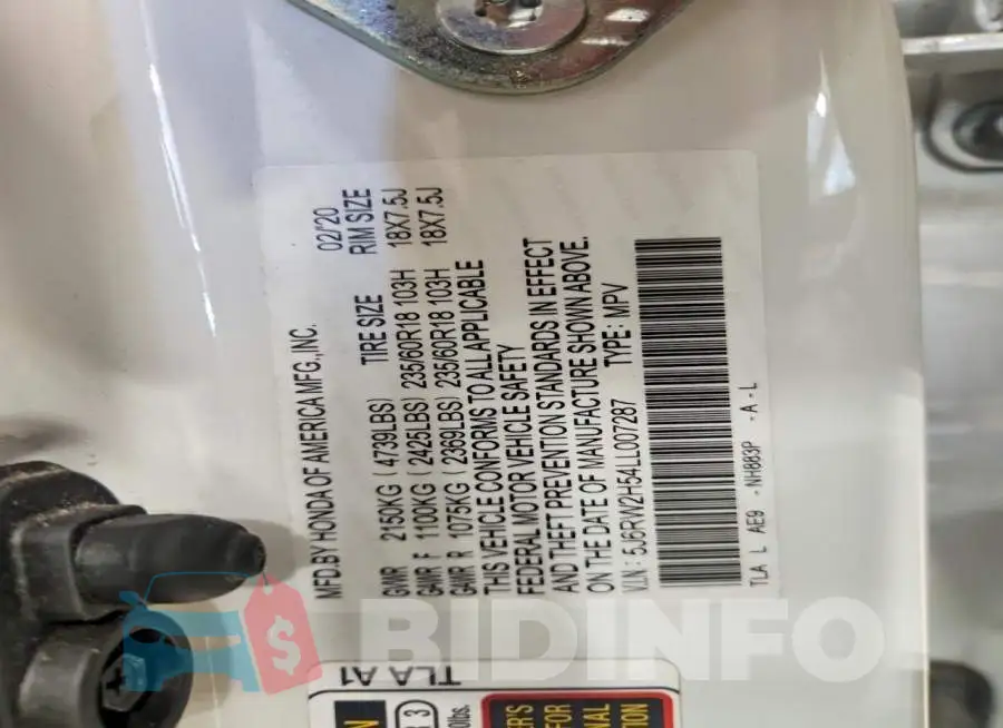 5J6RW2H54LL007287 Photo# 13
