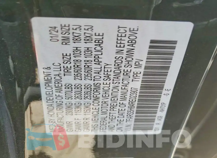 7FARS5H84RE023907 Photo# 13