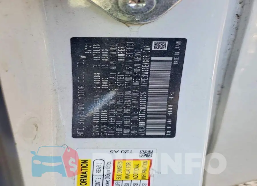 JHMFE1F72NX007325 Photo# 13