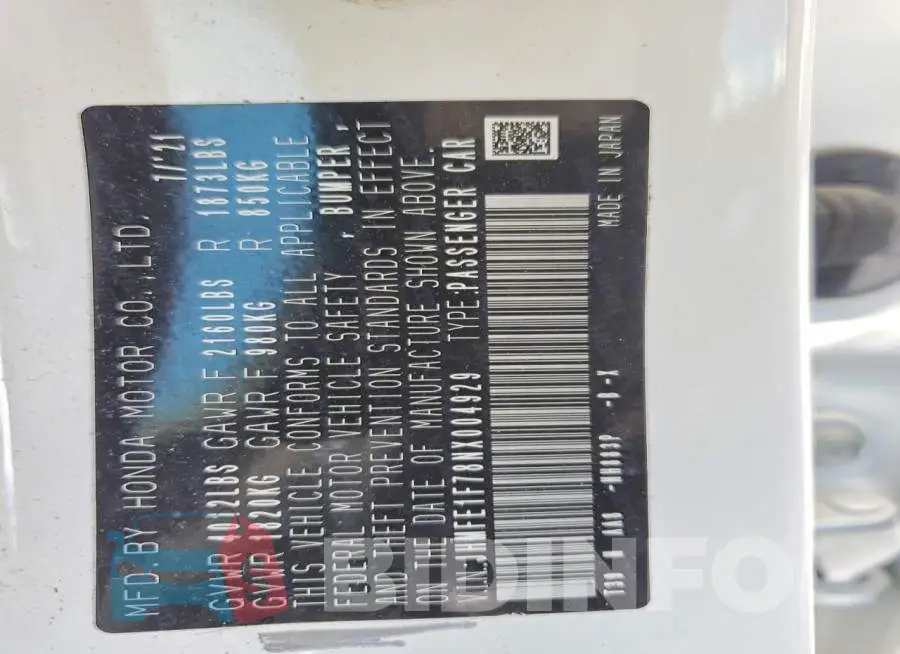 JHMFE1F78NX004929 Photo# 12