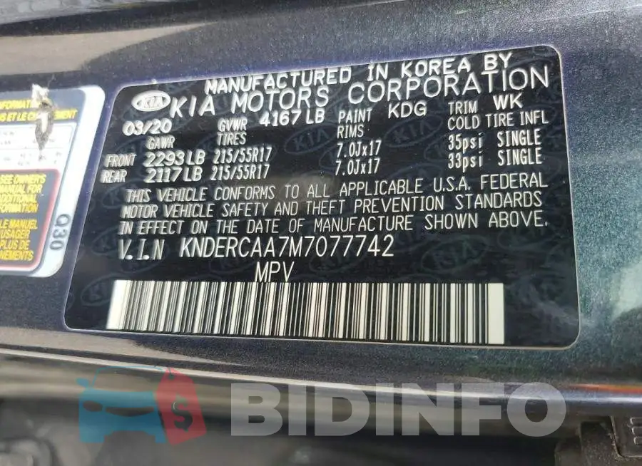 KNDERCAA7M7077742 Photo# 13