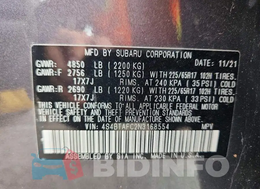 4S4BTAFC2N3168554 Photo# 13