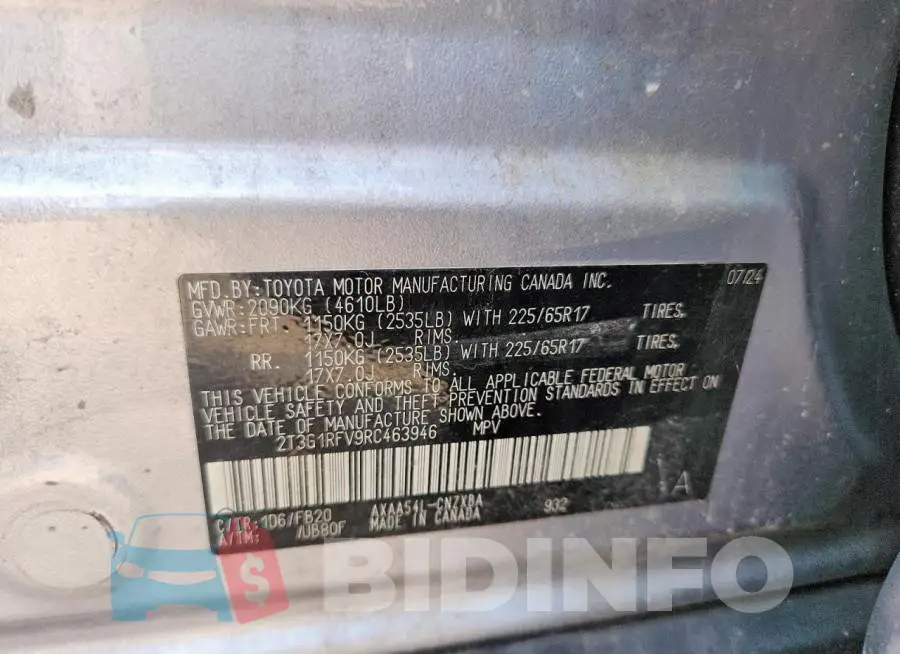 2T3G1RFV9RC463946 Photo# 13