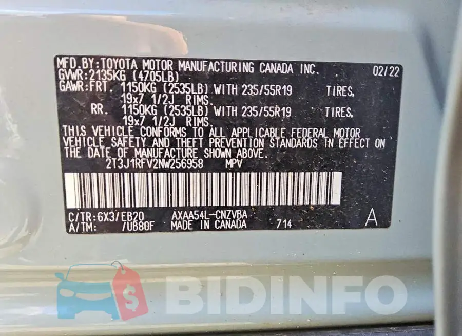 2T3J1RFV2NW256958 Photo# 13