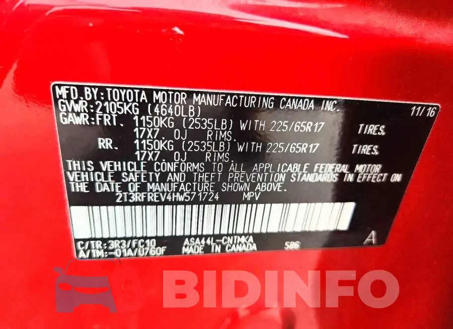 2T3RFREV4HW571724 Photo# 13