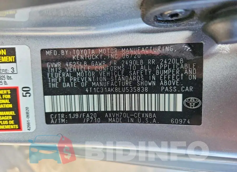 4T1C31AK8LU535838 Photo# 12