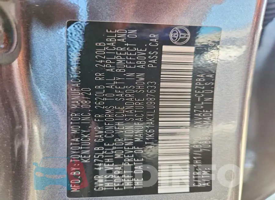 4T1K61AKXLU987633 Photo# 12