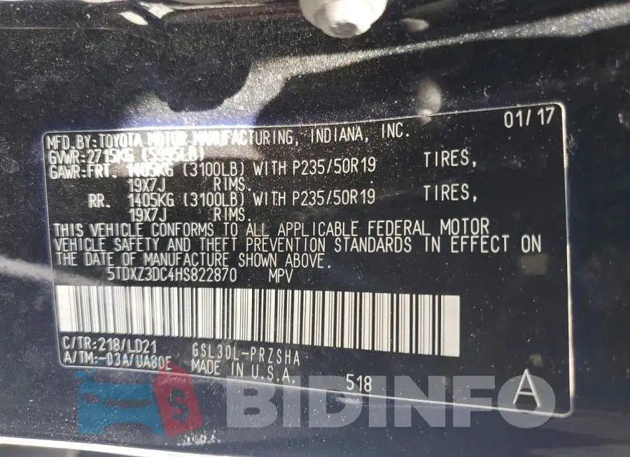 5TDXZ3DC4HS822870 Photo# 12