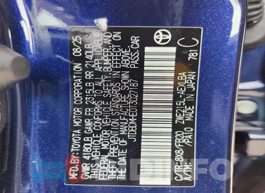 JTDBDMHE0T3027187 Photo# 12