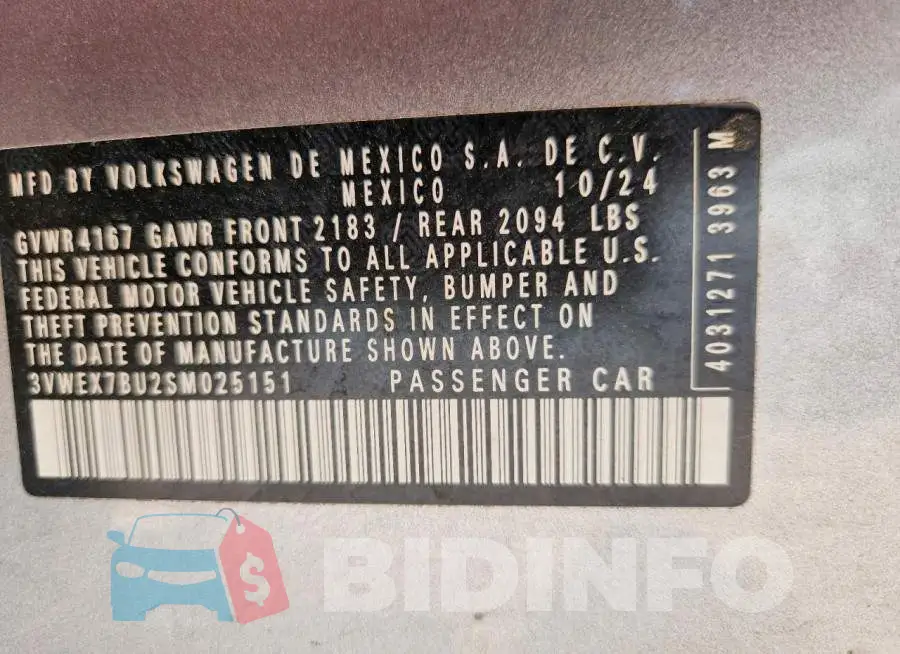 3VWEX7BU2SM025151 Photo# 12