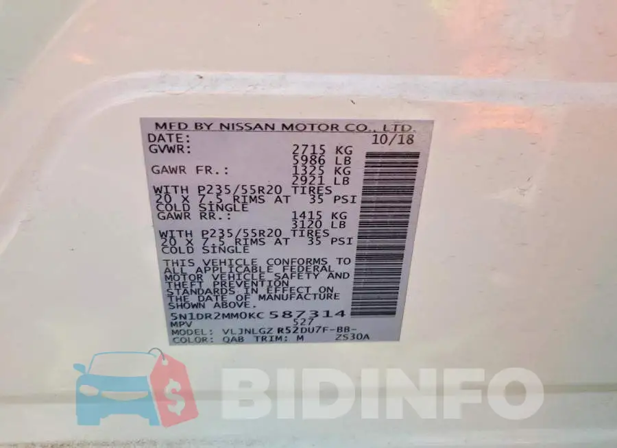 5N1DR2MM0KC587314 Photo# 13