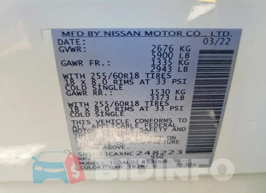 5N1DR3CAXNC248223 Photo# 12