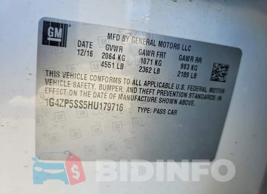 1G4ZP5SS5HU179716 Photo# 12