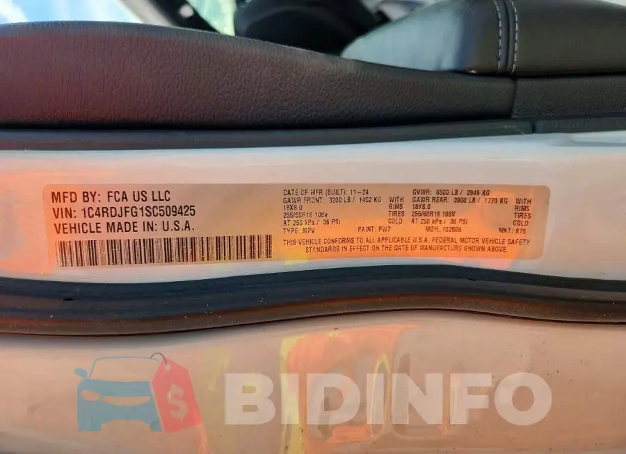 1C4RDJFG1SC509425 Photo# 13