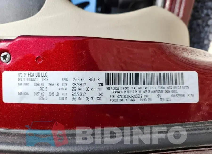 2C4RDGCGXJR215518 Photo# 14
