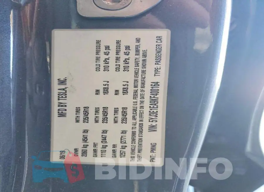 5YJ3E1EA9KF400164 Photo# 12