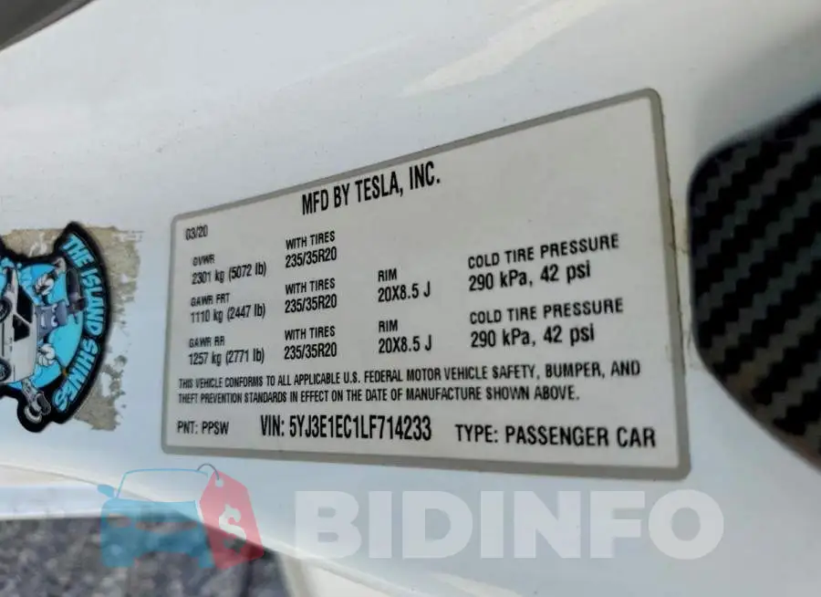 5YJ3E1EC1LF714233 Photo# 12