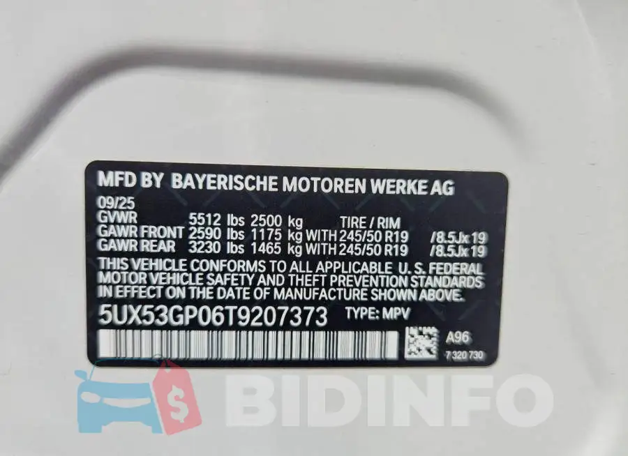 5UX53GP06T9207373 Photo# 12