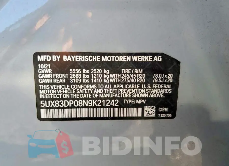 5UX83DP08N9K21242 Photo# 14