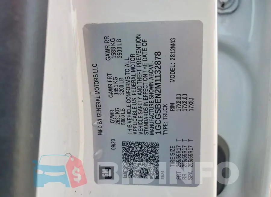 1GCGSBEN2M1132878 Photo# 12