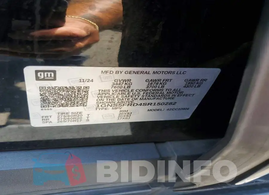 1GNS5FRD4SR150282 Photo# 14
