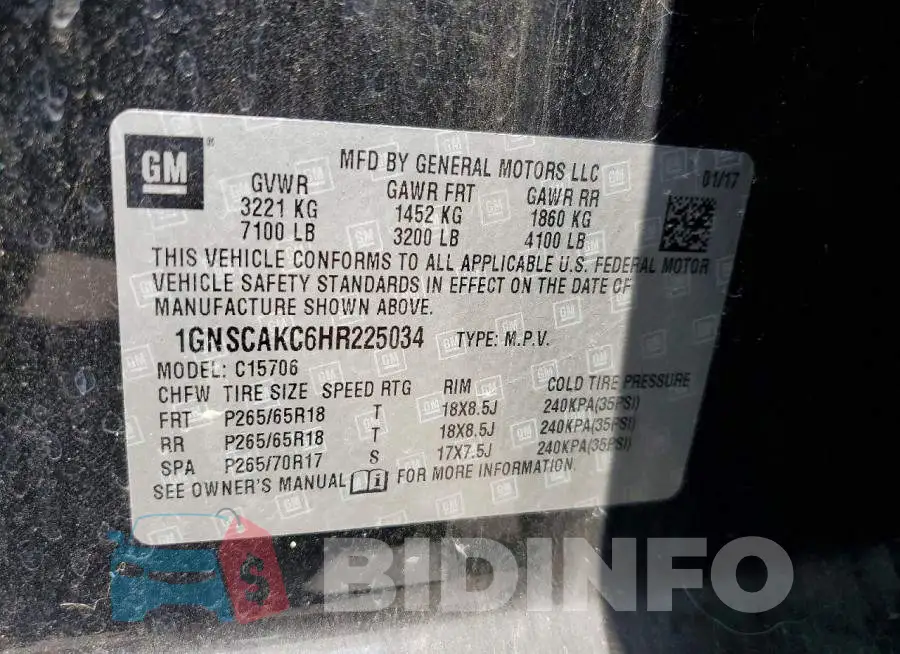 1GNSCAKC6HR225034 Photo# 13