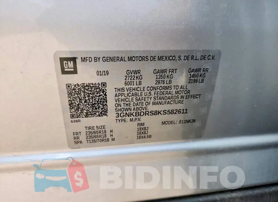 3GNKBDRS8KS582611 Photo# 13