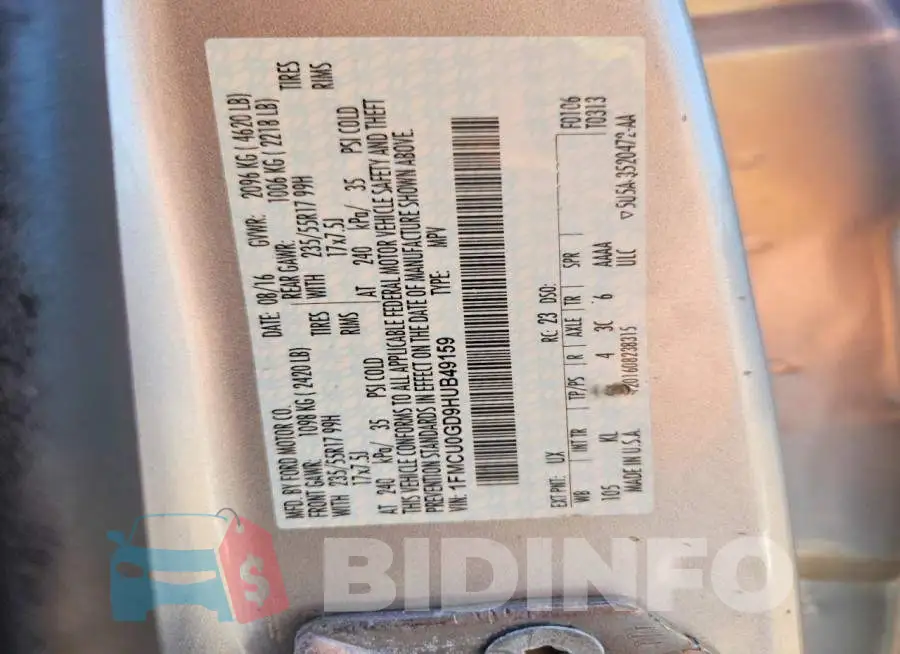 1FMCU0GD9HUB49159 Photo# 12
