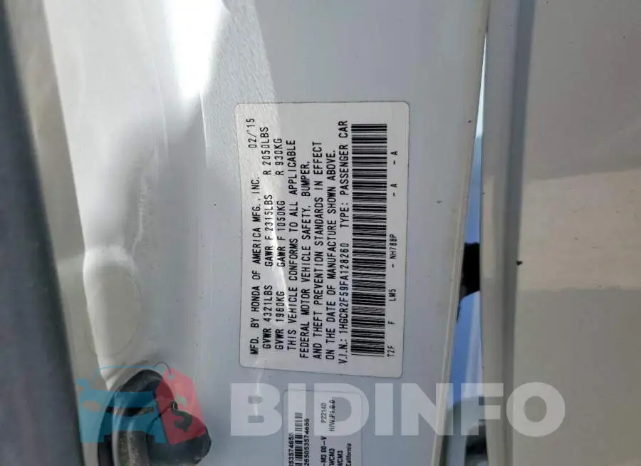 1HGCR2F59FA128260 Photo# 12