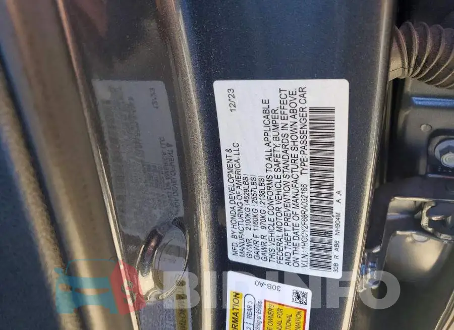 1HGCY2F68RA032166 Photo# 12
