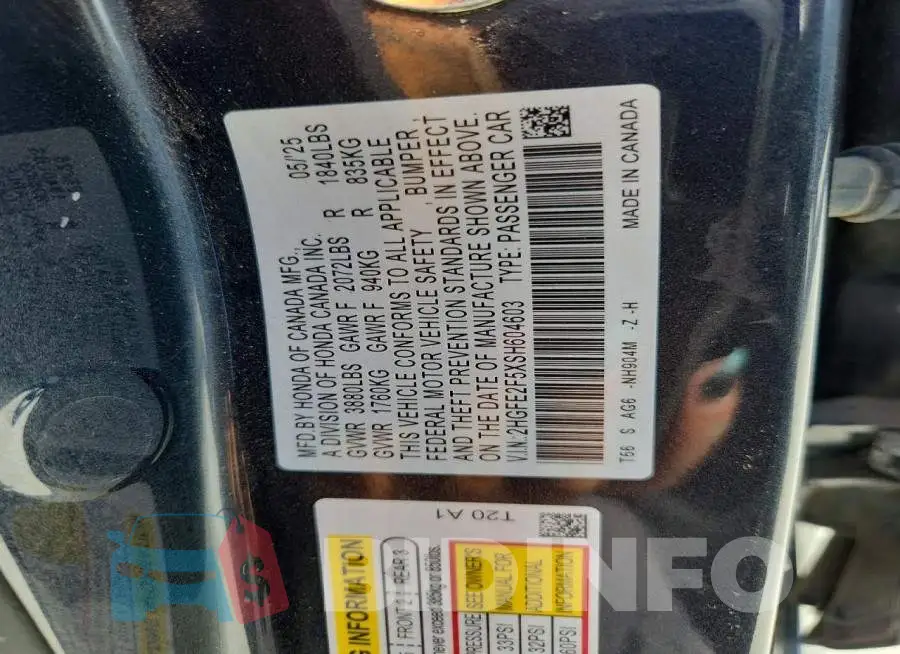 2HGFE2F5XSH604603 Photo# 12