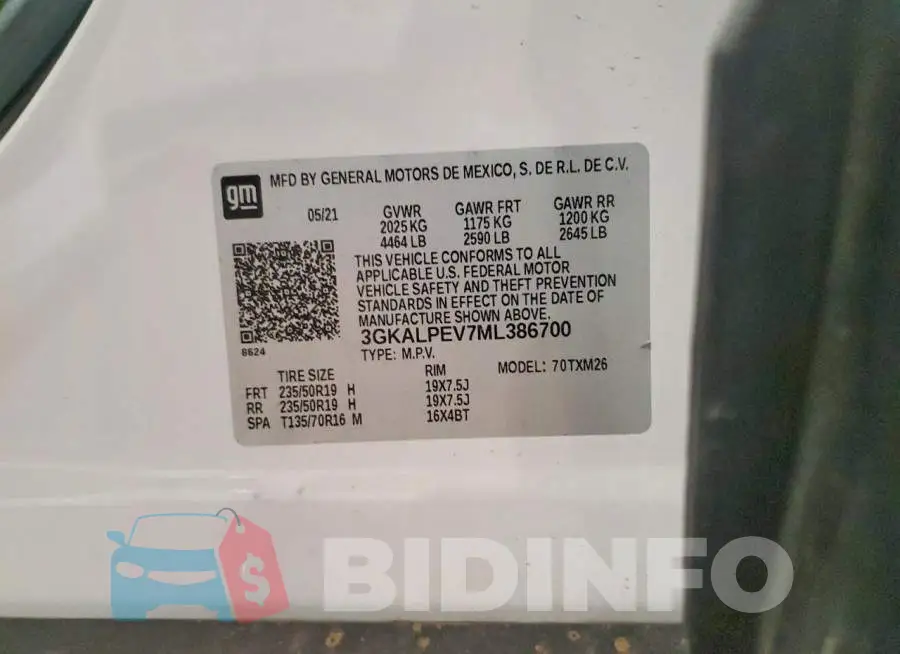 3GKALPEV7ML386700 Photo# 13
