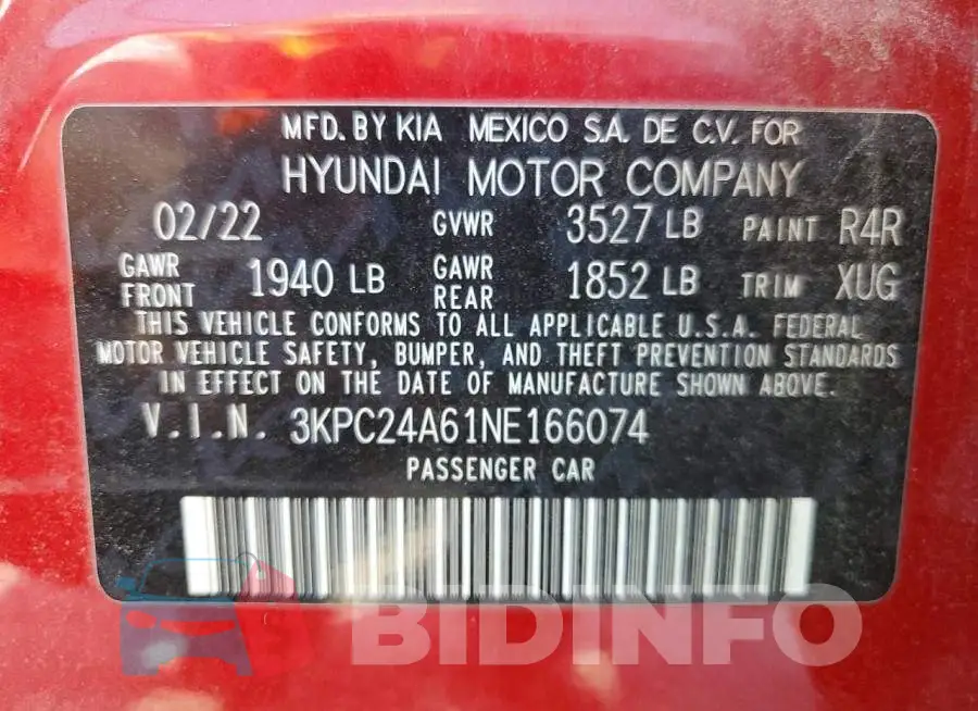 3KPC24A61NE166074 Photo# 12