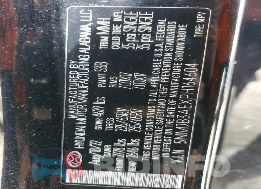 5NMJB3AEXPH164604 Photo# 14