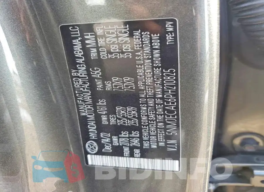 5NMJECAE6PH210825 Photo# 13