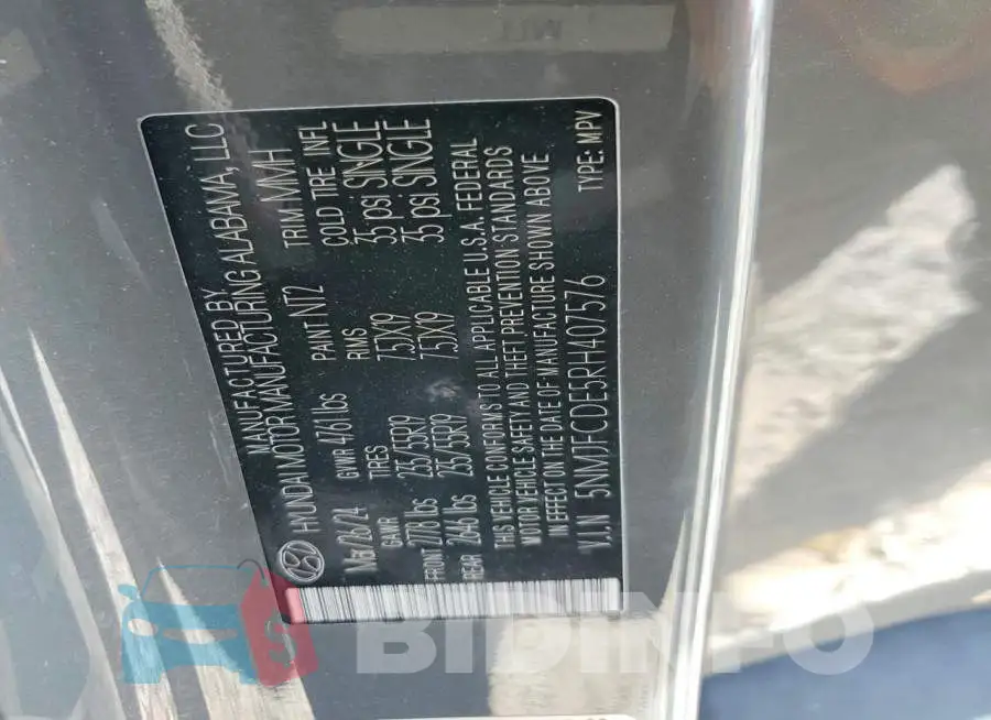 5NMJFCDE5RH407576 Photo# 14