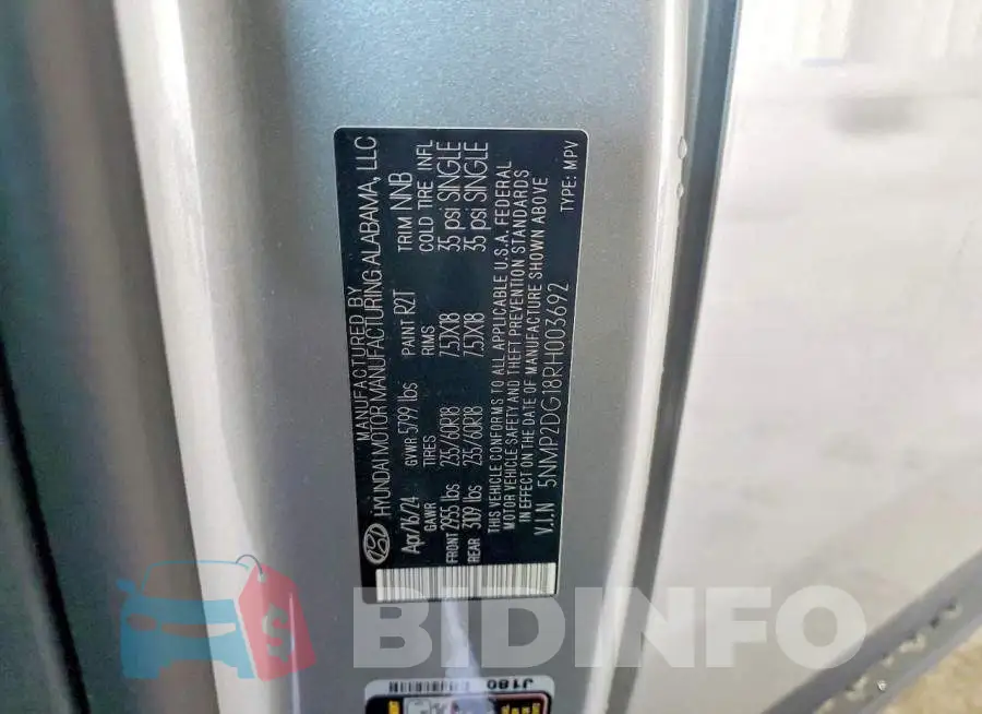 5NMP2DG18RH003692 Photo# 14