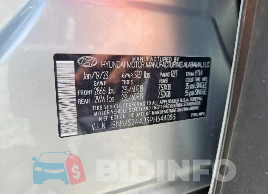 5NMS24AJ3PH544083 Photo# 14