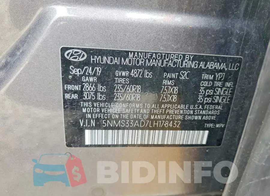 5NMS33AD7LH178432 Photo# 13