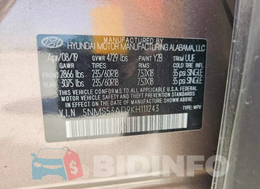 5NMS53AD9KH111243 Photo# 14