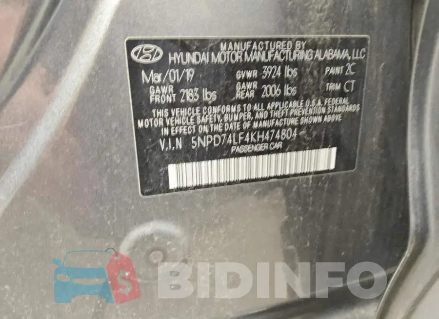 5NPD74LF4KH474804 Photo# 12