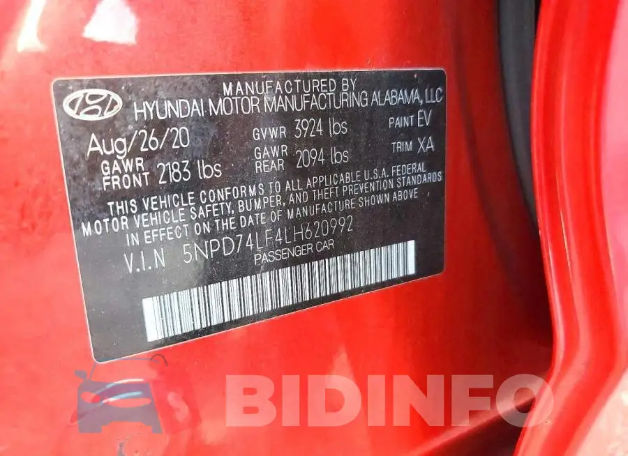 5NPD74LF4LH620992 Photo# 12