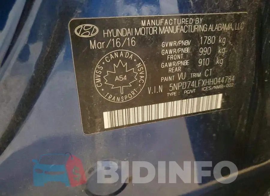 5NPD74LFXHH044784 Photo# 12