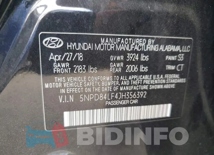 5NPD84LF4JH356392 Photo# 13