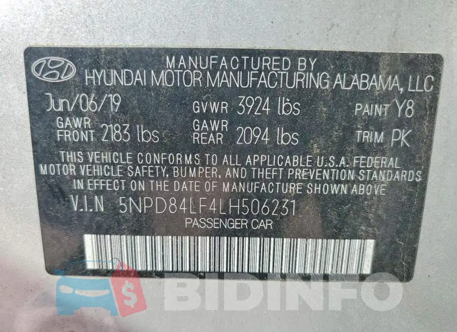 5NPD84LF4LH506231 Photo# 12