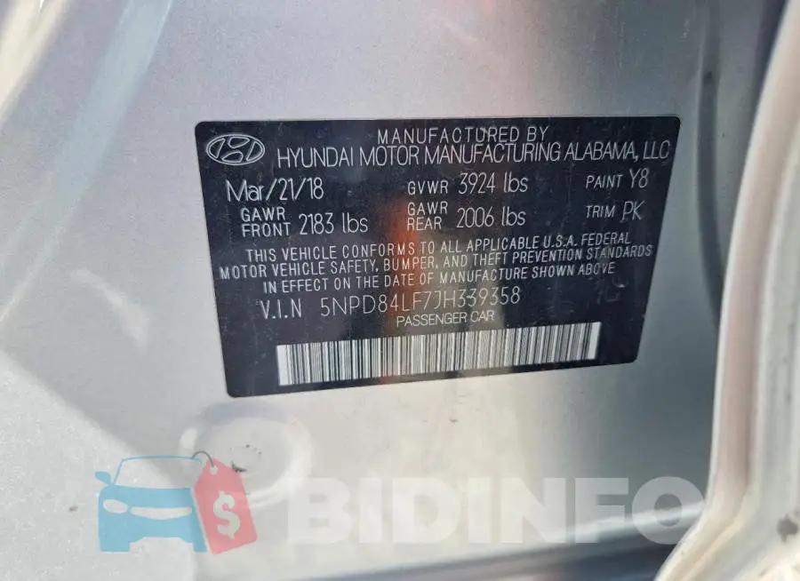 5NPD84LF7JH339358 Photo# 12