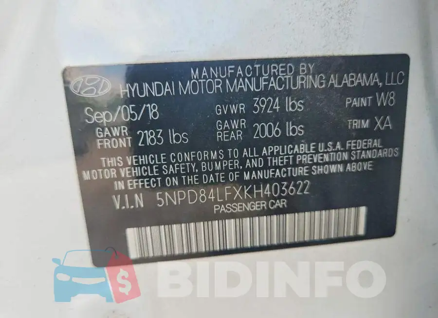 5NPD84LFXKH403622 Photo# 12