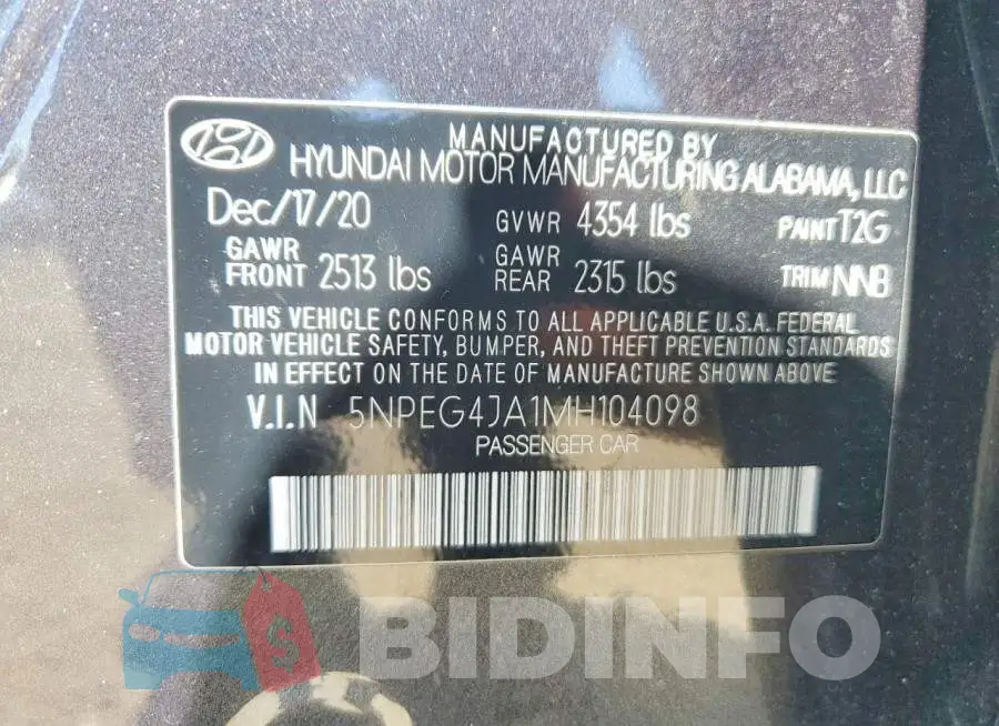 5NPEG4JA1MH104098 Photo# 13