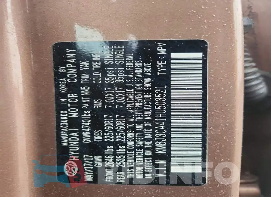 KM8J3CA41HU503521 Photo# 13