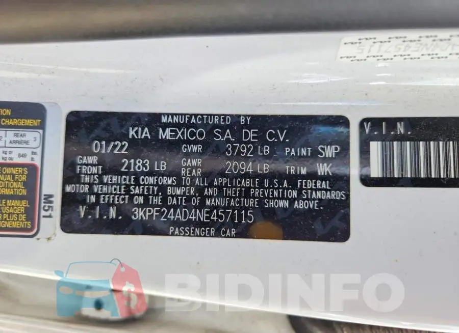 3KPF24AD4NE457115 Photo# 13